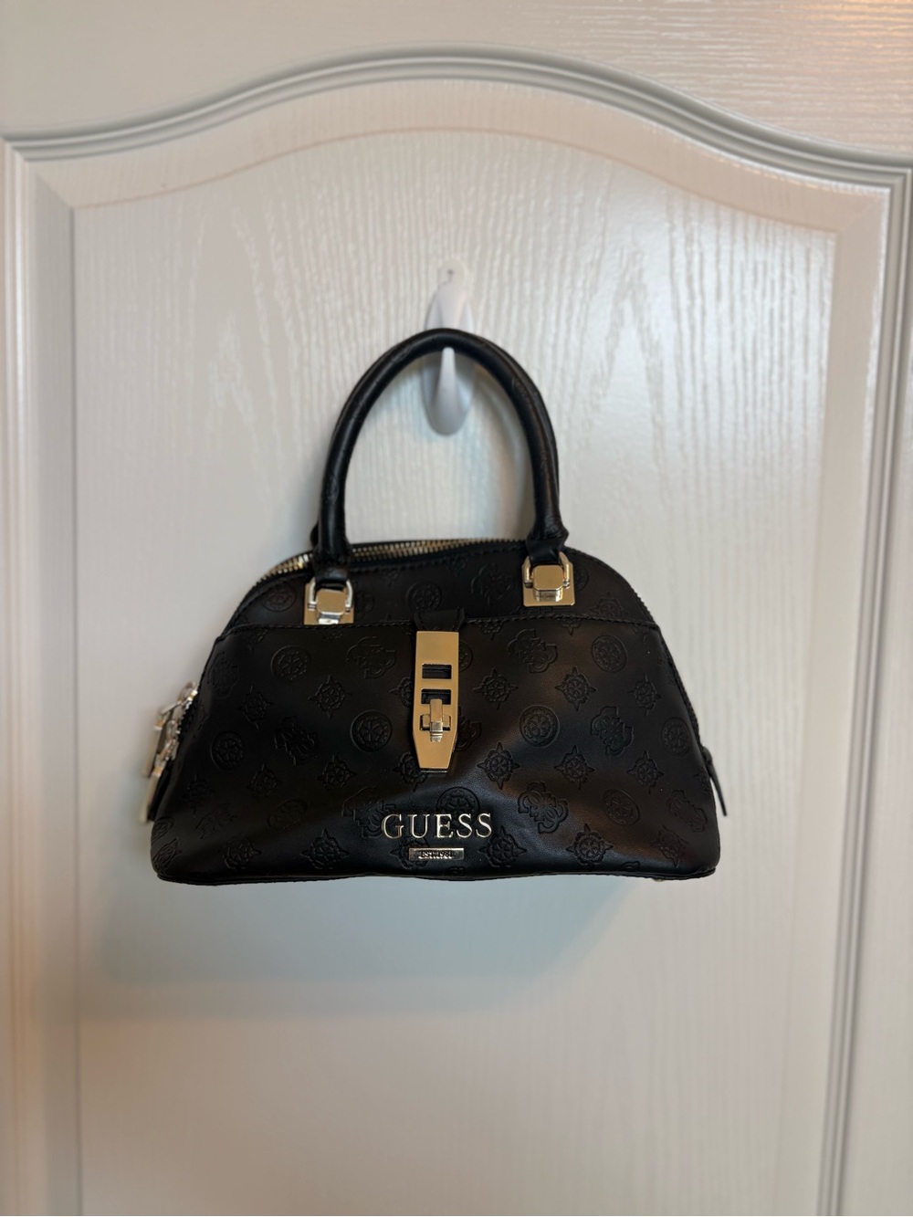 GUESS Peony Logo Dome Handbag Purse with Gold-Tone Accents